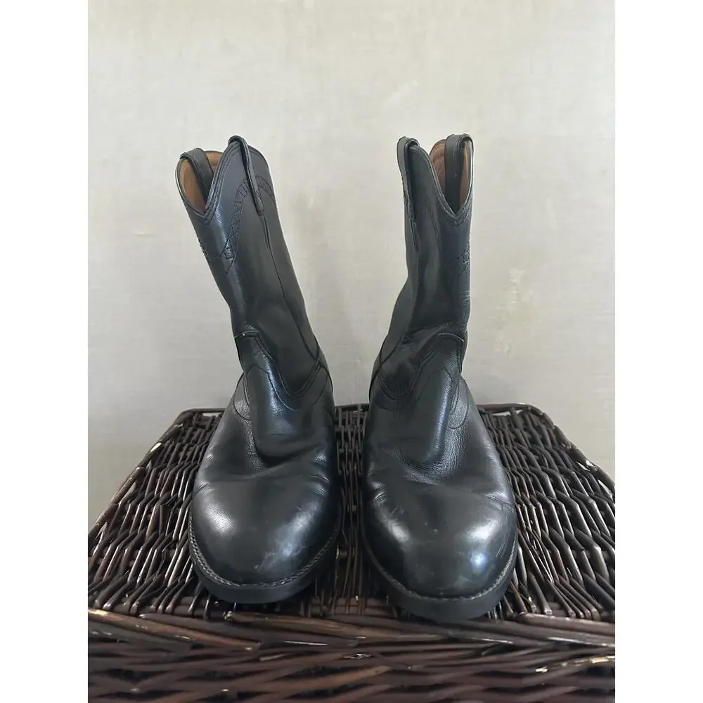 ARIAT‎ Boots Mens Heritage Roper Western Cowboy Boots Black Leather Size 9.5